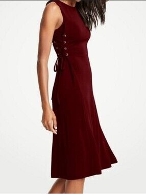 Ann Taylor burgundy fit and flare dress